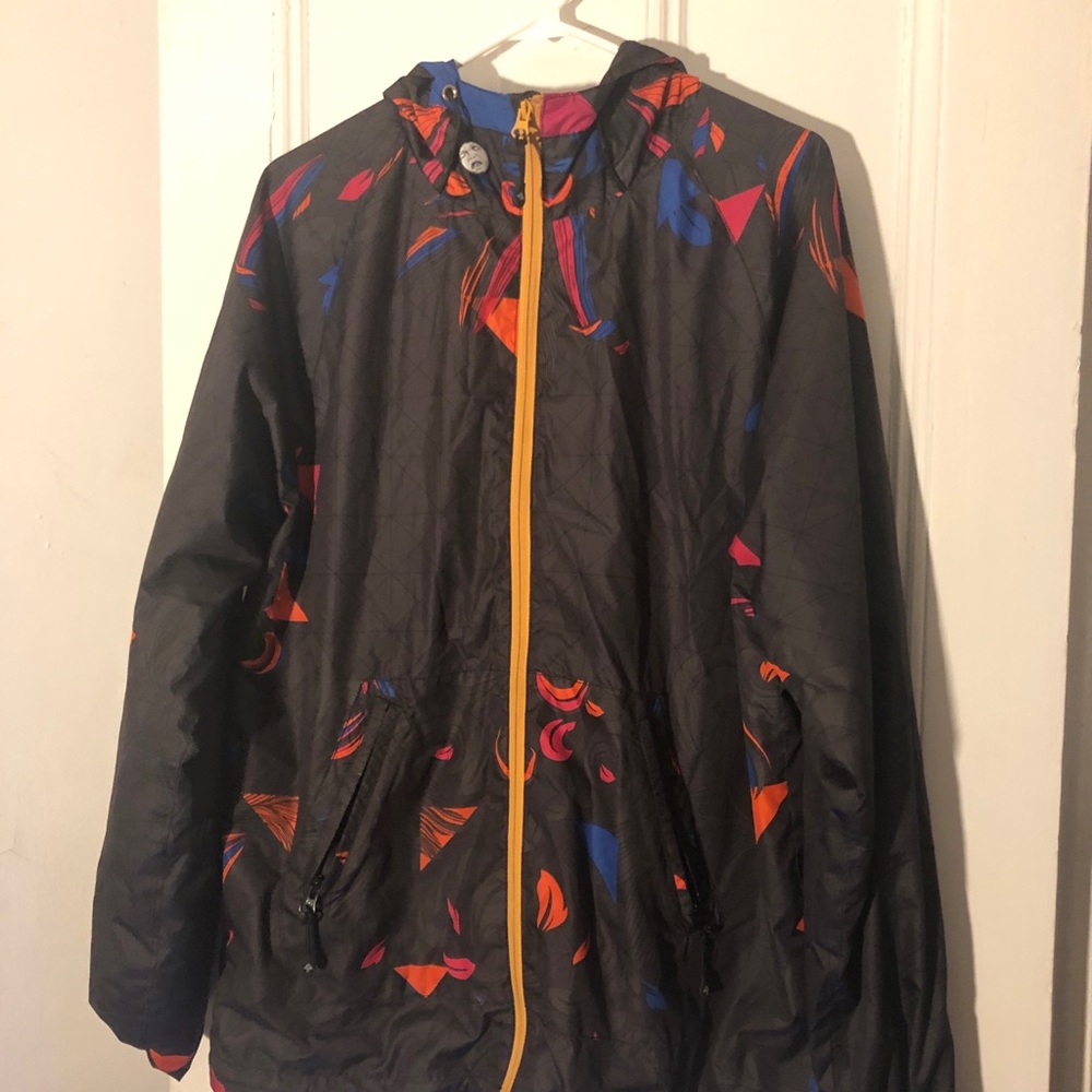 LRG Rain Jacket - Black/Orange-Blue-Pink. Like New